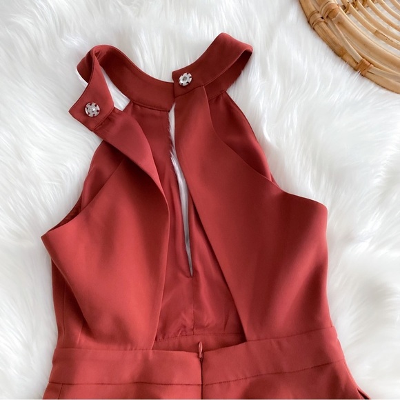 C/MEO Collective Witness Mini Dress in Marsala Red Halter Neck Cutout Sleeves XS - Picture 9 of 16